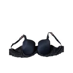 Wacoal 38DD black bra lace overlay pushup underwire sexy plus size